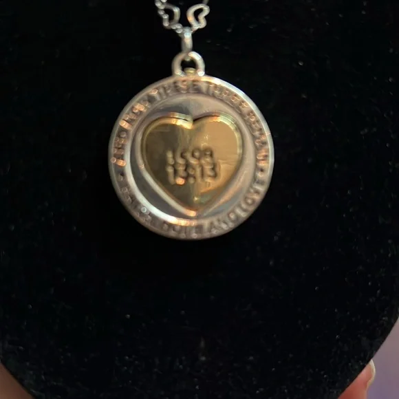 Faith, Hope, Love Spinning Heart Pendant Necklace - Picture 2 of 5